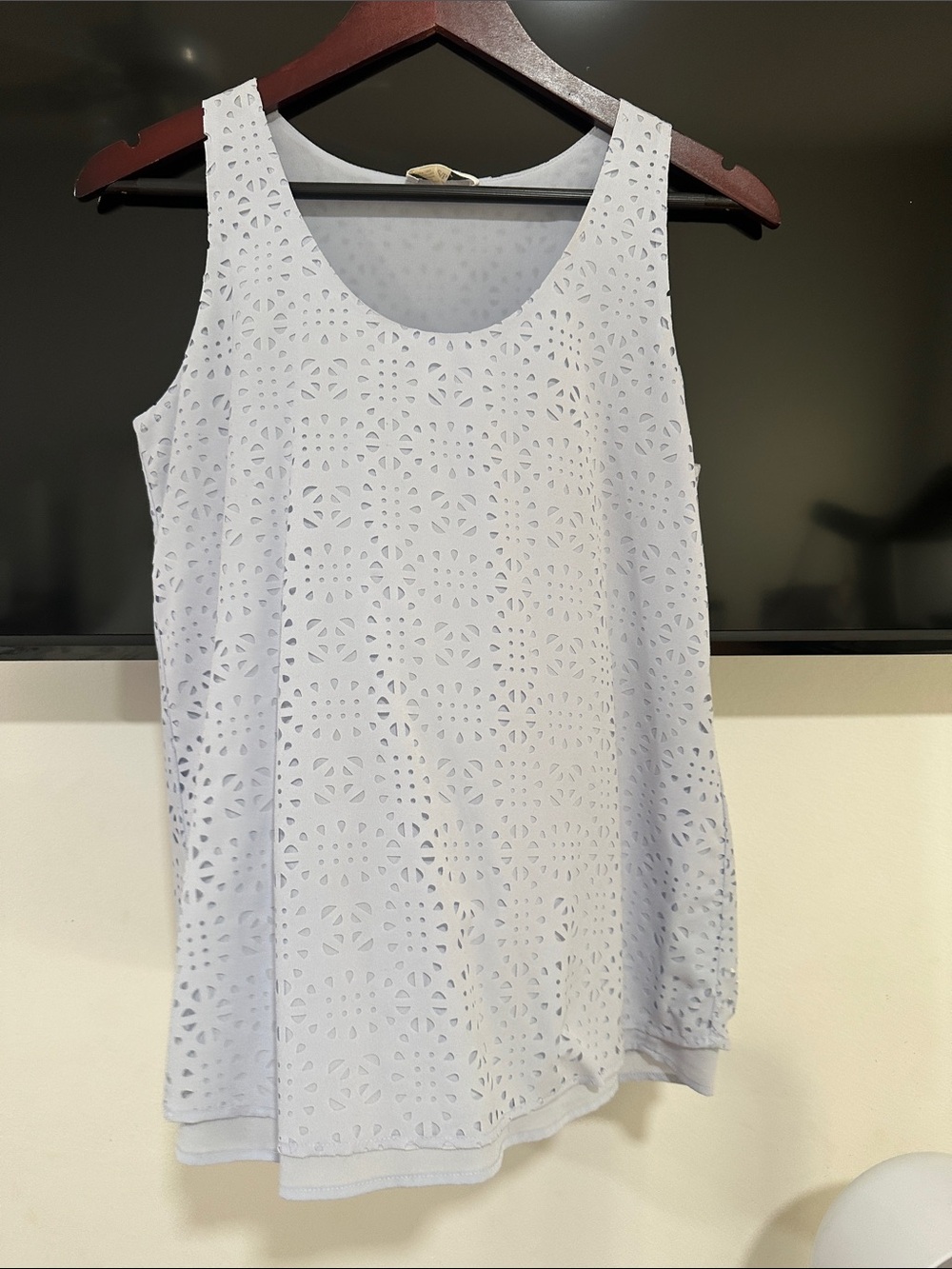 Dalia Light Gray Eyelet Tank Top
